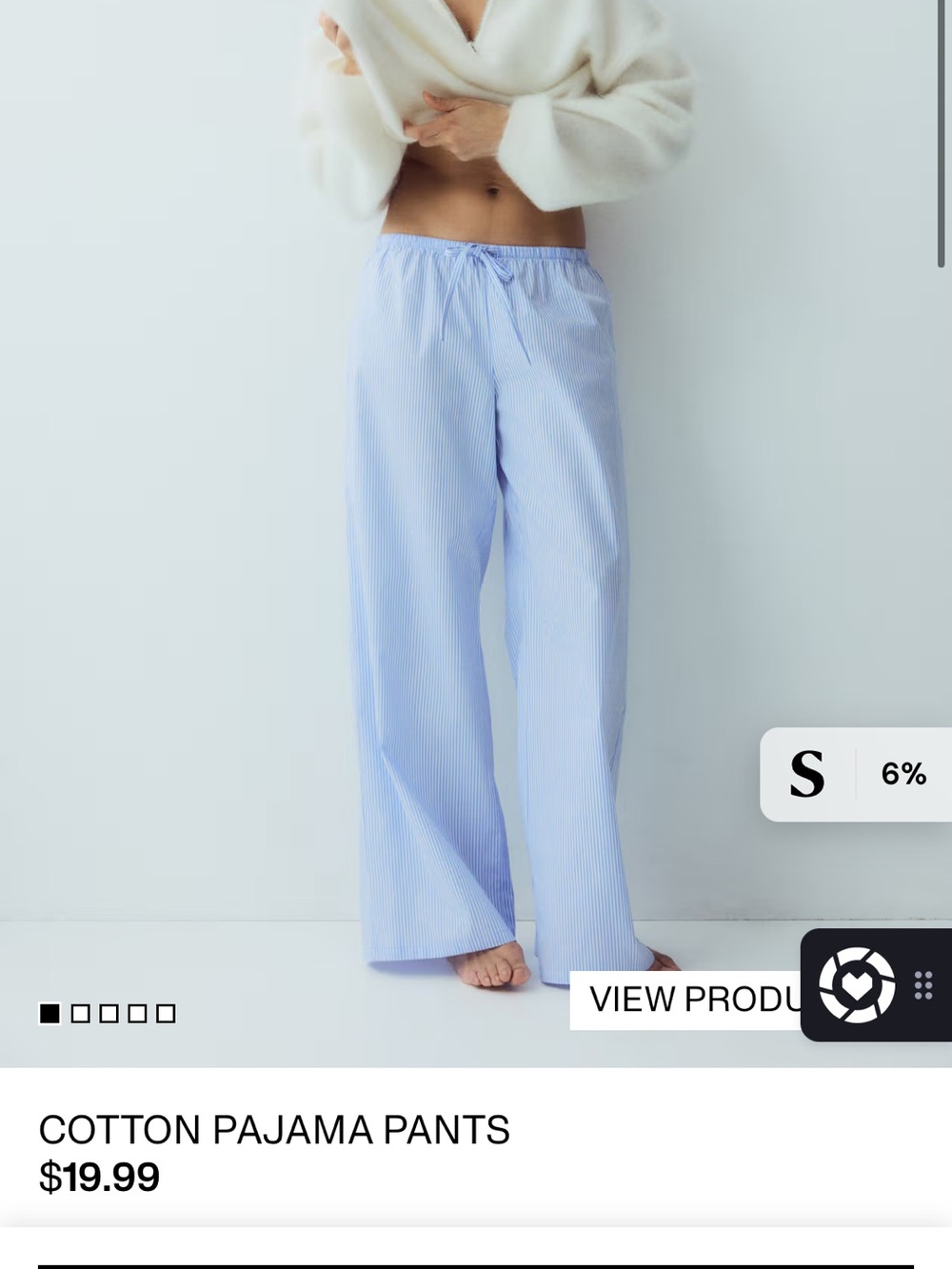 Cotton Pajama Pants - Light Blue Stripe
